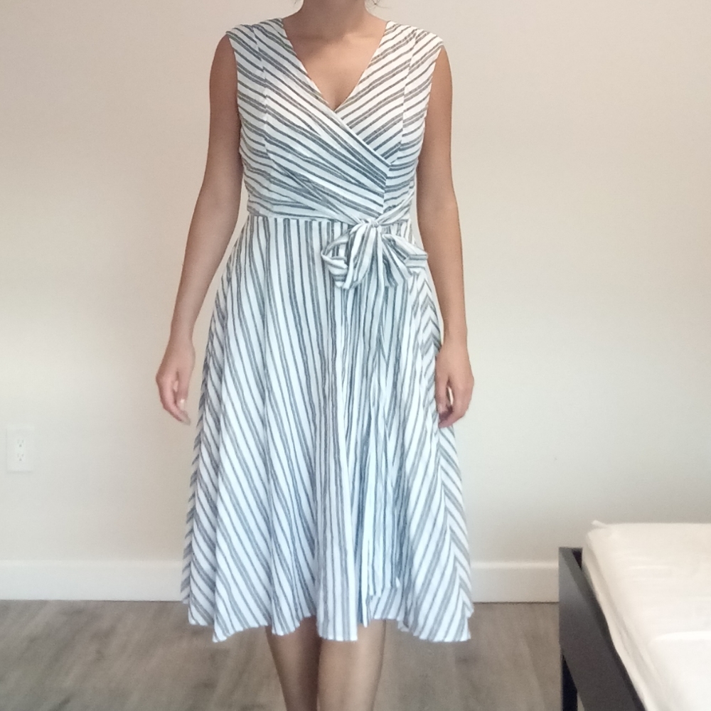 Calvin Klein cotton striped midi dress, size 8